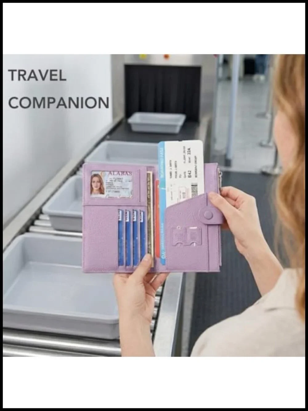 Genuine Leather RFID Blocking Passport Wallet, Travel Organizer with Card